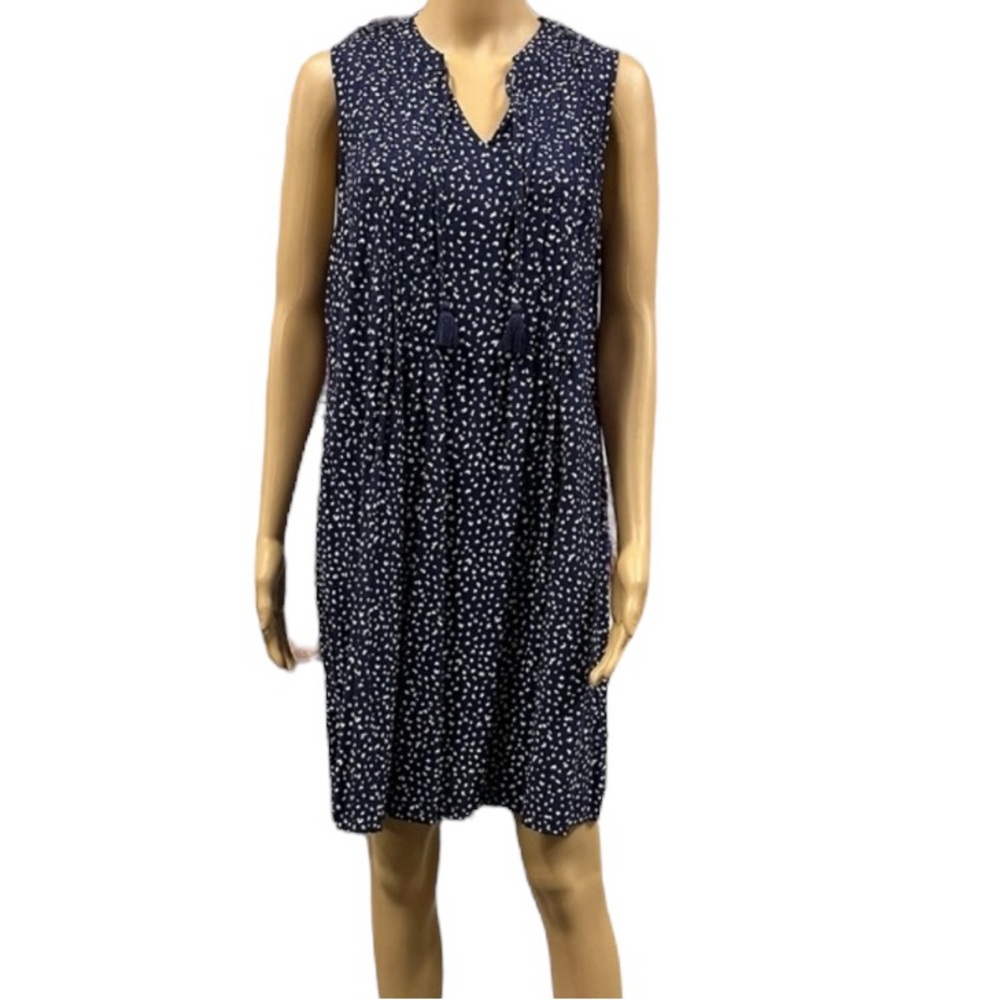 Old Navy Sleeveless Blue White Woven Boho Tassel Tie Dress Womens Large